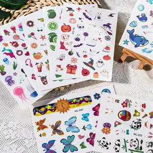 8pcs Halloween Ghost Pumpkin Children Face Tattoos Stickers Fluorescent Butterfly UV Light Glowing Panda Mermaid Face Sticker