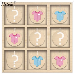 Gender Reveal Tic Tac Toe Board Game Gender Reveal Games Fabric Backdrop for He or She Gender Reveal Ideas Party Supplies HS1581