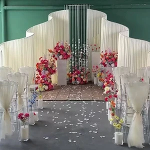 Factory Direct Wedding Background Frame Drapery Wall Backdrop Wedding Ideas Wave Curved Wedding Backdrop Stand Metal Arch