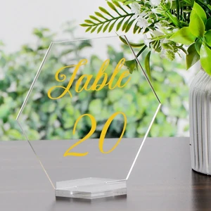 Custom Clear Acrylic Seating Cards - Wedding Place Name Cards Holder & Restaurant Table Number Menu Stands