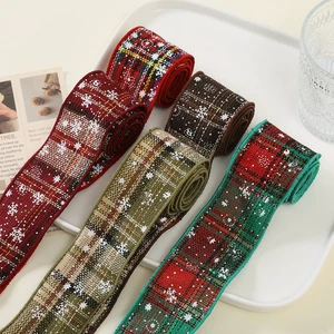 2024 New Ethnic Style Jacquard 5cm Christmas Plaid Ribbon DIY Handmade Bow Accessories Decoration Webbing
