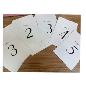 Custom 1-25 Table Number Drink Menu for Weddings Handmade Calligraphy Place Cards Deckled Edge Paper Cotton Fairy Cross Angel
