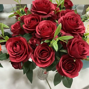 Promotional Wedding Party Table Decoration Artificial Flowers 10 Roses Hand Bouquet Table Centerpieces Valentine's Day Gift
