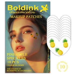 Cute Pineapple Fruit Face Makeup Patches 10PCS Glitter Speckles Instant Blooming Stickers for Summer Beach Party Decor