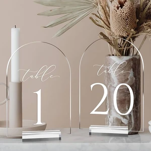 Restaurants 2mm Table Numbers Stand Sign Holder Frosted Clear Transparent Plastic Acrylic Arch Wedding Acrylic Sheet Plate