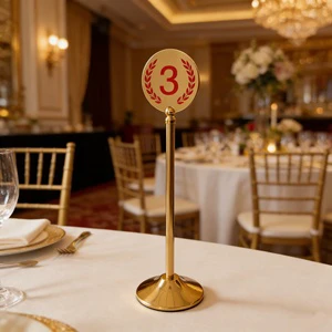 Stainless Steel Table Number Card with Bracket Elegant Gold Hotel Restaurant Wedding Party Event Catering Place Card