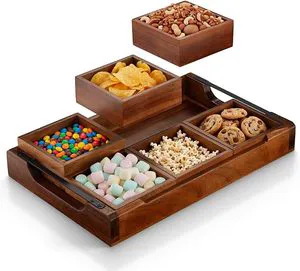 Acacia Serving Snack Tray Serving Tray For Party Hosting Trays For Serving Food, Charcuterie, Fruit Platter Tray For Parties