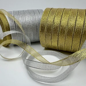 Glitter Gold or Argent Metallic Ribbon Webbing for Christmas Tree and Birthday Decor