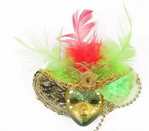 Mini Masks Magnets Sticker Party Favor Venetian Feather Masks Fridge Magnetic With Hat Carnival Mardi Gras Decorations