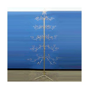 Metal Indoor Christmas Tree Stand With Decorative Branches And Star Top No Lights Included Foldable Standing Base