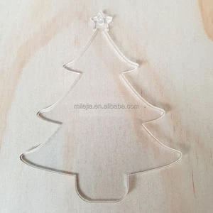 Acrylic Christmas Ornaments Blank Transparent Christmas Tree Decoration Acrylic Ornaments With Ribbon For Xmas Holiday Tags