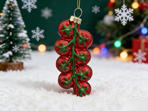 Glass Christmas Tree Ornaments - Vegetable-shaped Creative Holiday Decorations, Flocked and Painted Hanging Ornaments