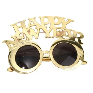Happy New Year Women Round Bling Shades Festival Eye Glasses for Costume Party Promotion Sunglasses Photo Props