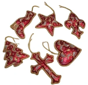 Hand Embroidered Christmas Hanging Ornaments Decorations India Worldwide Supply Available for Christmas Tree Stand Accessories