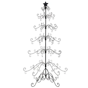 Black Iron Christmas Tree Stand with Hooks Wire Ornament Hanging Craft Accessories
