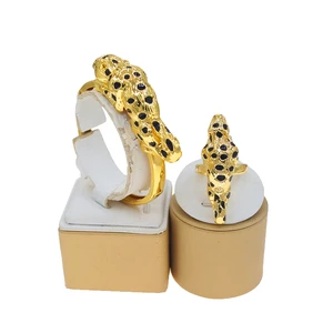 Zhuerrui Hip Hop Men's and Women's Trend Bracelet Ring Set Cheetah Shape Symbol of Powerful Friends Party with Accessories