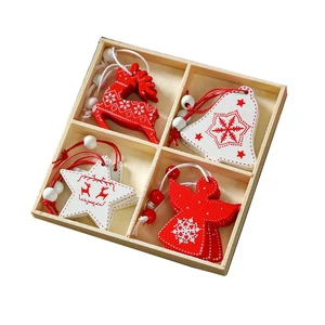 Wholesale Christmas Holiday Supplies Engraved Wooden Cut-Out Snowflake Star Deer Angel Snowman Tree Ornaments