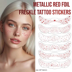 Custom Face Stickers Glitter Temporary Tattoo Metallic Red Foil Freckles Dots Festival Makeup Paper White Safe Non-Toxic