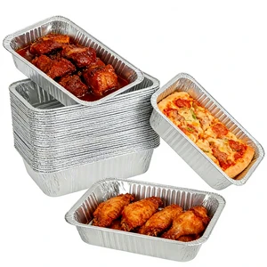 Rectangle Aluminum Foil Baking Pan Disposable BBQ Tray Food Grade Foil Containers With Lid For Catering