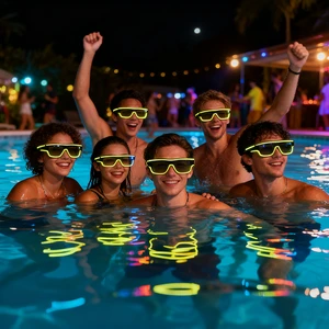 Factory Direct LED Transparent Lens Luminous Glasses Long-life Lithium Batteries Durable Novelty PC Material Model JH-1003 Party