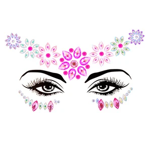 Face Cover Rhinestone Disposable Crystal Flatback Self-adhesion Tattoo Sticker For Festival Music Dance Party