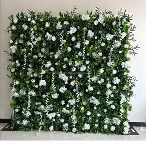 Manufacturer Direct Sale Luxury White Flower and Green Plant Wall Wedding Venue Decoration Handmade Bridal Shower Ornament