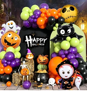 Halloween Ghost Festival Theme Party Decoration Banner Aluminum Film Balloon Set Halloween Latex Balloon Set Wholesale
