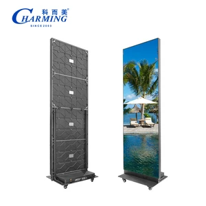 Commercial Advertising for Events Wedding Indoor Use in Store Double-sided Foldable Led Poster Display P2.5mm With Wheel