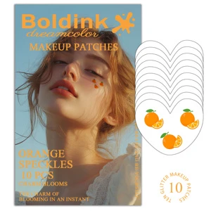 Cute Orange Fruit Face Makeup Patches 10PCS Glitter Speckles Instant Blooming Stickers for Summer Festival Party Decoration