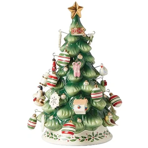 Custom Bisque Ceramic Christmas Tree Stand and Ornament Set Holiday Advent Calendar Tree Decoration Accessories Mornsun