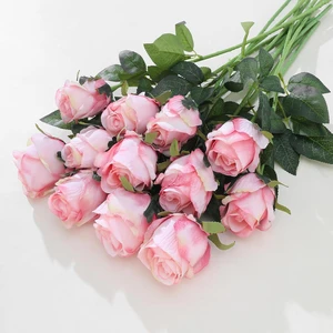 Light Pink Artificial Flowers Fake Rose Bouquet Wedding Bridal Home Decor Valentine's Day Table Centerpiece Arrangement