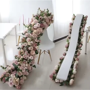 Hot Sale Rose Flower Decoration Vines Garland Silk Flower Garland Table Flower Runner for Wedding Party
