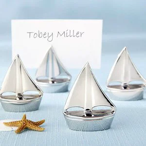 Silver Shinning Sailboat Place Card Holder Ocean Themed Wedding Party Decoration Favors