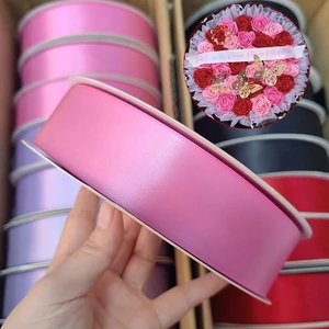 Premium Hot Pink 1.5 Inch Wide 100yards Roll 4 Cm Double Faced Polyester Ribbon Satin Ribbon For DIY Ribbon Rose Bouquet Flowers