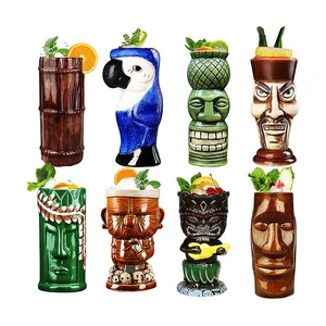 Custom Unique Fun Multi Style Hawaiian Grand Tiki Cup Cocktail Glasses Party Beer Ceramic Tiki Mugs