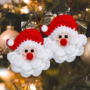 Handmade Woven Christmas Ornaments Knit Santa Hanging Christmas Tree Decorations Hand-Knitted Crafts Holiday Xmas Party Supplies