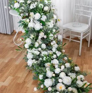Customized Artificial Table Flower Runner 200cm or 100cm Silk Floral Panel Arrangements for Wedding Decoration Event Background