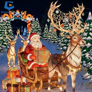 FL-72 Customize Outdoor Large Christmas Decoration Lantern Santa Claus Reindeer Waterproof LED Light