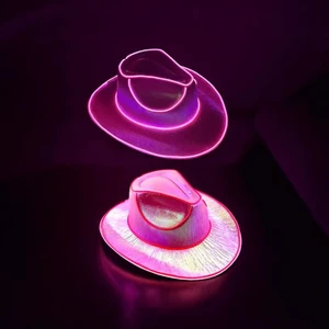 New Novelty LED Cow Bow Hat Flashing Neon Party Cowgirl Hat for Party Festival