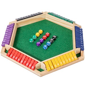 Shut The Box Dice Game 2-6 Player Family Wooden Board Table Math Games For Adults And Kids Party Club Game
