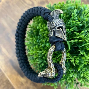 Ancient Greece Shackle Helmet Brass Pulseira Bracelete Masculino Cuff Big Paracord Bead Bracelet Strap for Sports Entertainment