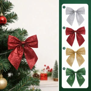 Wholesale Custom Solid Luxury Glitter Butterfly Bow for Wedding & Christmas Tree Wreath Home Decor Gift Wrapping