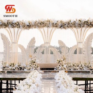 SMS New Arrivals Luxury Wedding Stage Backdrop Stand Iron Gold White Round Metal Arch Backdrop for Wedding Decor