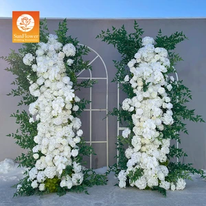 Sunwedding New White Rose Greenery Wedding Table Decoration Artificial Flower Arch Centerpiece with Metal Frame Customized Color