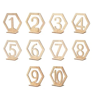 Natural Wooden Digital Seat Number Plate Place Card Holders Stand Rustic Wedding Decorations Party Table Number Name Sign
