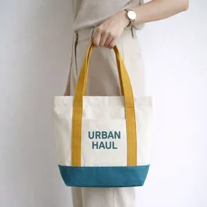 Wholesale Custom Embroidery Logo Reusable Plain Blank Small Mini Mint Blue Pink Candy Color Gift Cotton Canvas Shopping Tote Bag