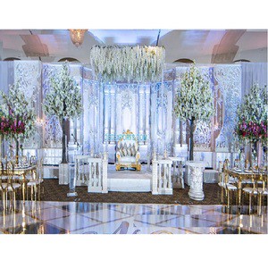 Grand White Theme Wedding Stage Decoration Romantic Roman Theme Wedding Stage Setup Canadian Wedding Reception Stage Decor USA