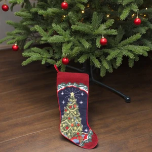 Wholesale Christmas Stockings with Decorative Lighting Bulb Festive Tree Decor Print Socks for Merry Christmas