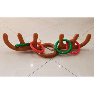 Christmas Holiday Party Game Supplies Toys Inflatable Santa Funny Reindeer Antler Hat Ring Toss Game