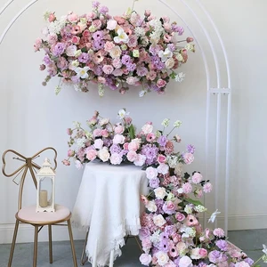 Customized Purple Artificial Flower Table Runners Wedding Centerpieces Hanging Flowers for Wedding Decorations